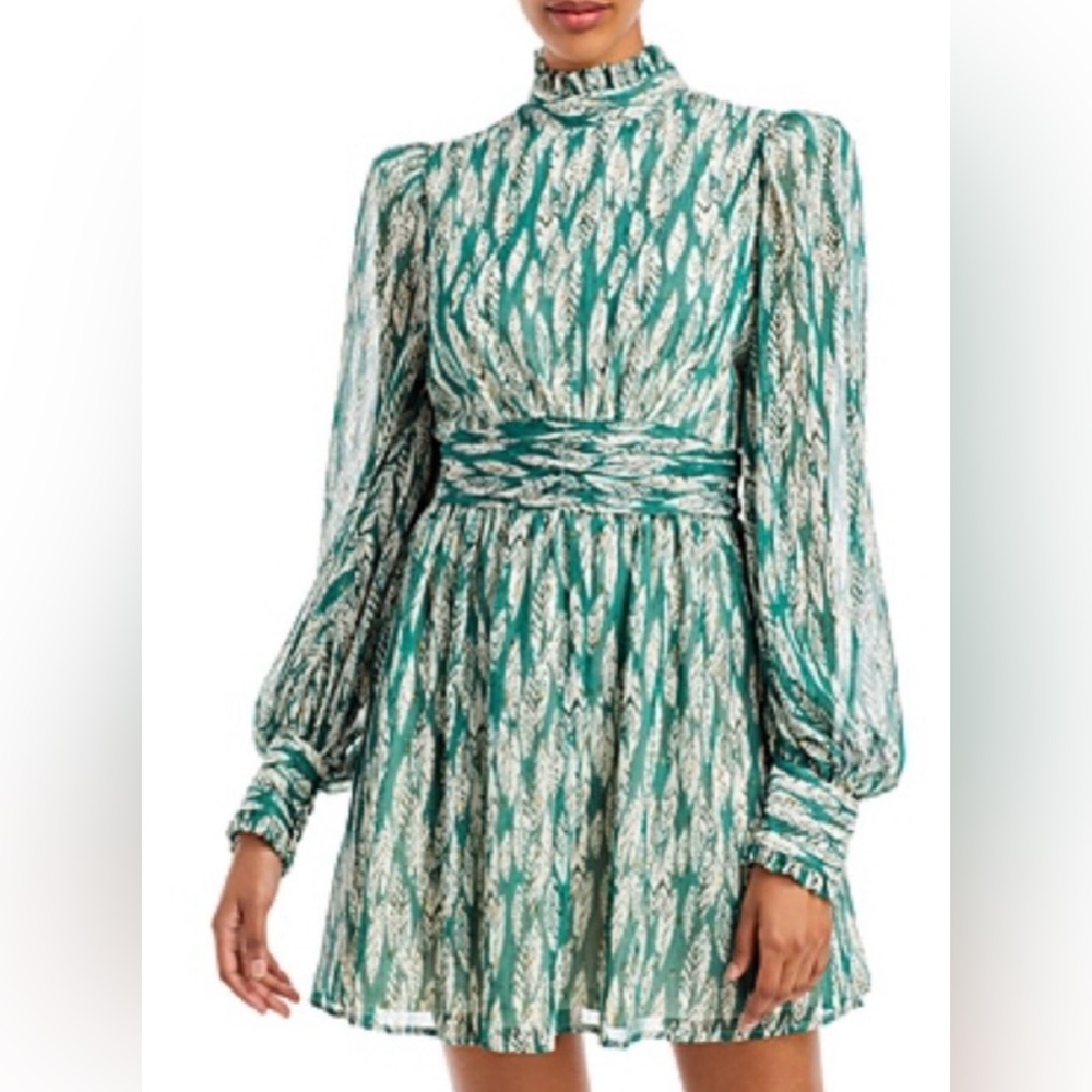Dark Green and White Leaf Pattern Dress by Aqua